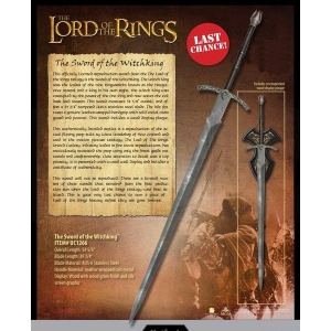 Sword of the Witchking, World Cinema - The Lord of the Rings - Swords and Weapons - Original Swords - This officially licensed reproduction sword from the Lord of the Rings trilogy is the Sword of the Witchking.